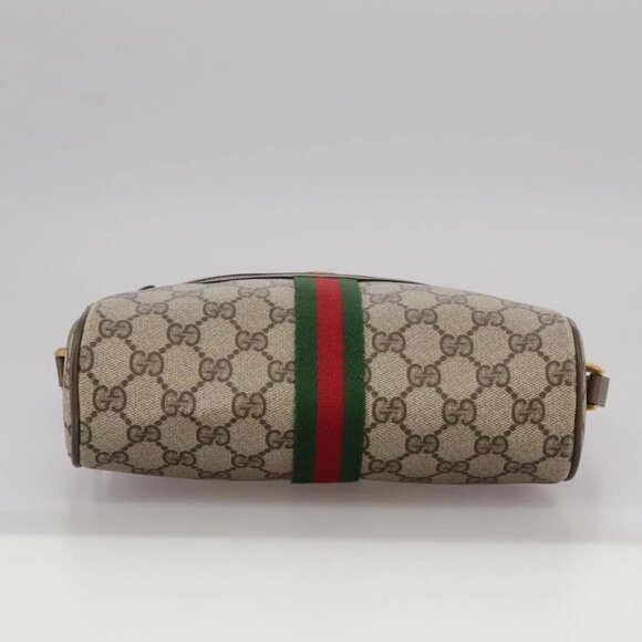 GUCCI Web Sherry Line GG Supreme Shoulder Bag PVC Beige Red Green Auth mr832 - Picture 7 of 16